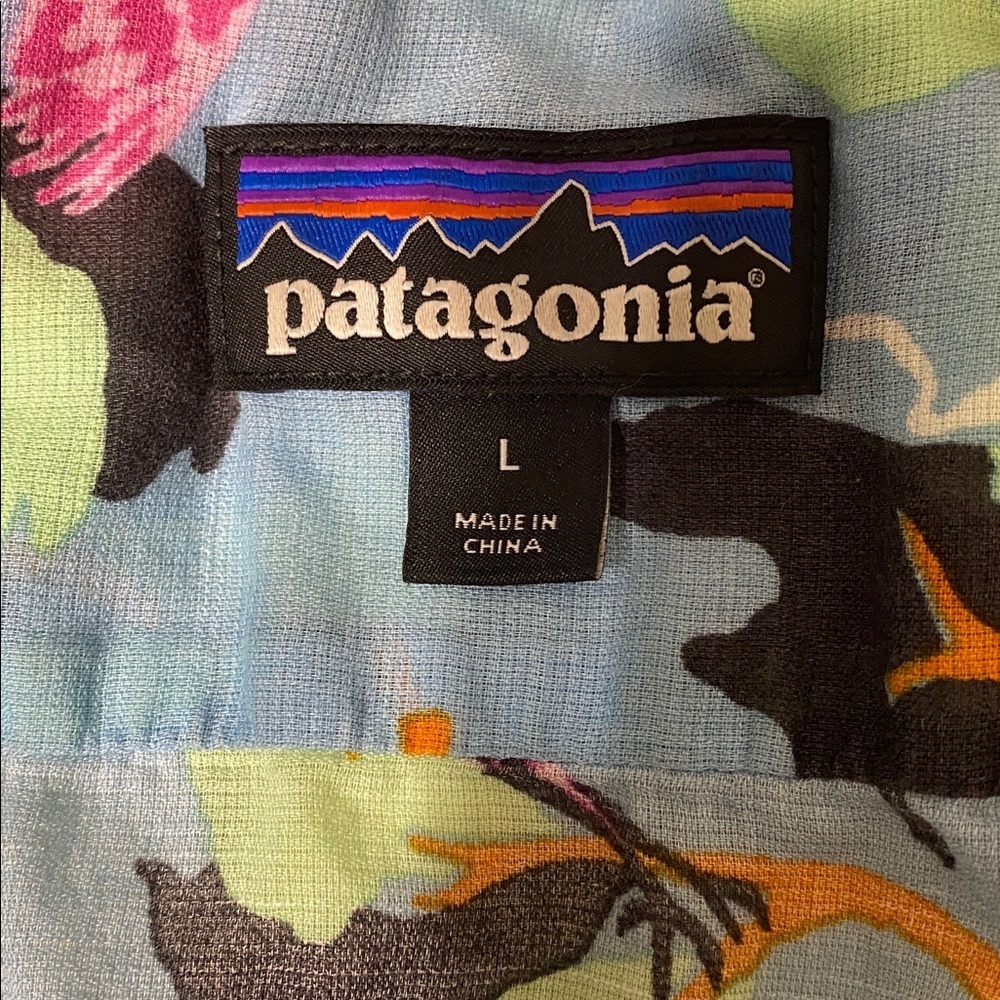 Patagonia vintage Tropical Bird Heron Crane Short Sleeve Shirt size L - Picture 6 of 6
